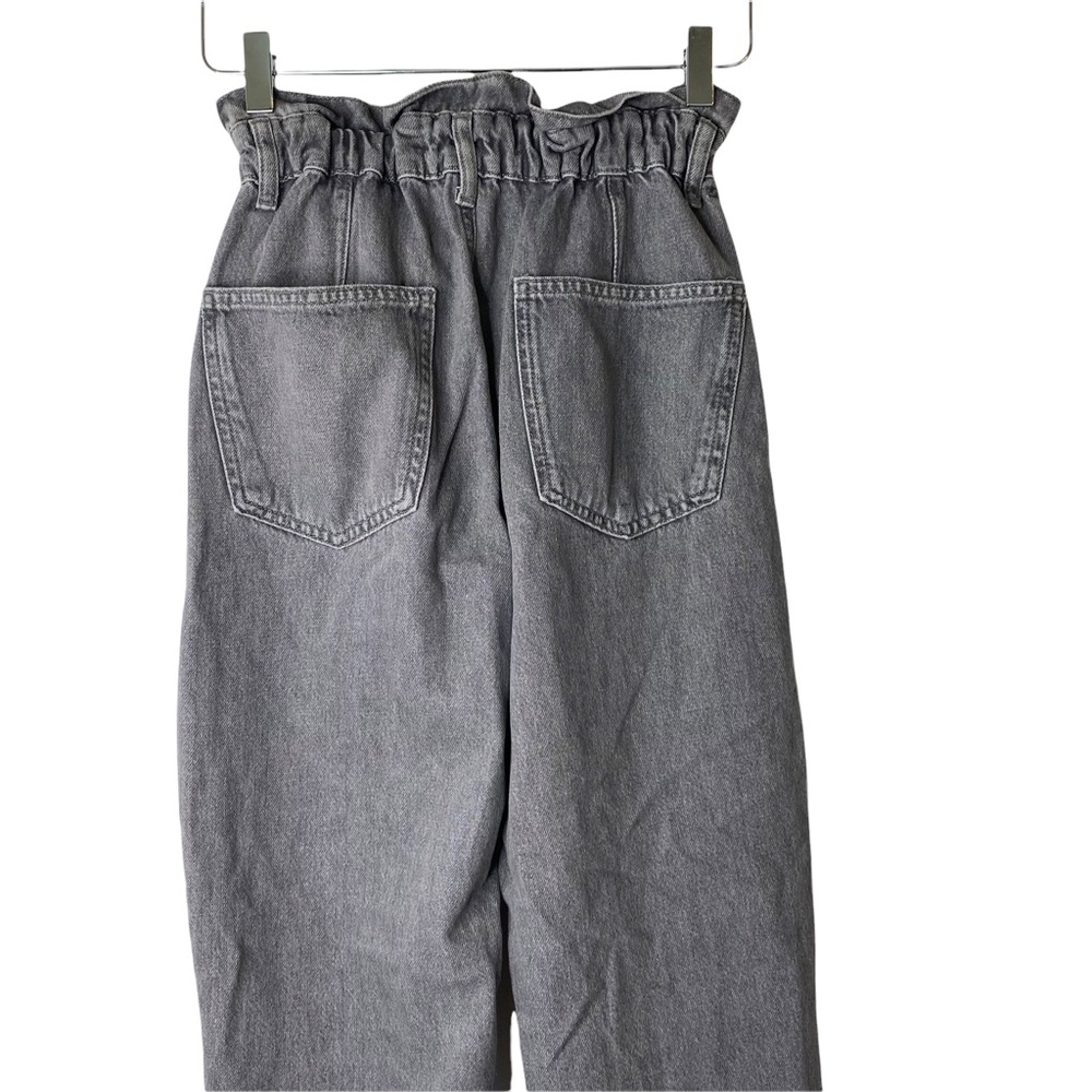 Zara Super High Rise Paperbag Waist Mom Boyfriend Engineering Crop Jeans Size 0 - Picture 9 of 13